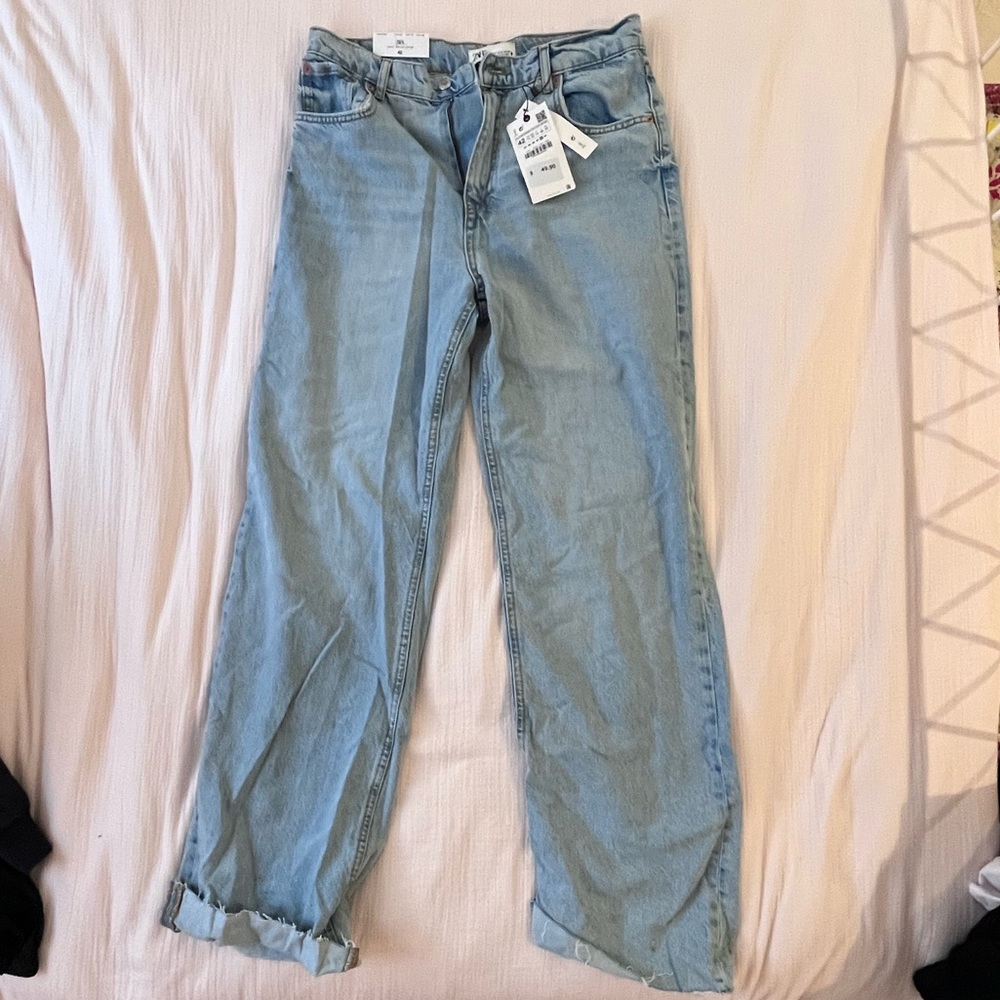 Zara Straight Leg High Rise Jeans